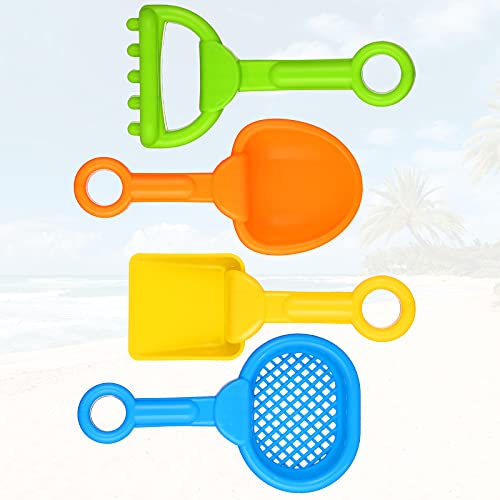 8 Pieces Kids Beach Sand Shovels Colorful Plastic Rake Beach Sand Sifter Toy Shovel for Teens Garden Beach Toys, 4 Styles (Fresh Style)