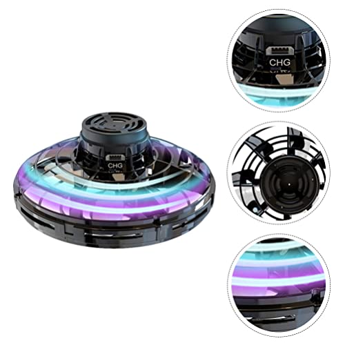 Alipis Flying, Mini UFO Drone Fly UFO Flying Hand Controlled Boomerang Drone 360° Rotation Flying Ball Drones with Shinning LED Lights Black