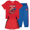 Marvel Spider-Man Graphics Boys 3-Piece Set - Short Sleeve T-Shirt, Shorts, & Pants 3-Pack Bundle Set for Kids and Toddlers, Red/Blue, 4