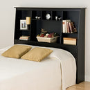 Black Full/Queen Tall Slant-Back Bookcase Headboard