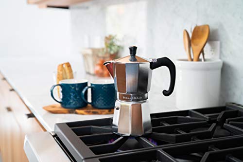 Bellemain Stovetop Espresso Maker Moka Pot (Silver, 6 Cup)