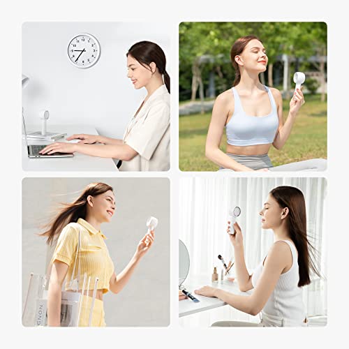 JISULIFE Mini Handheld Fan, Unique Design Portable Fan, Personal Hand Fan USB Rechargeable with Powerful Trubo Wind,4500mAh Battery Operated Small Pocket Fan for Eyelash/Makeup/Kids/Cooling-White