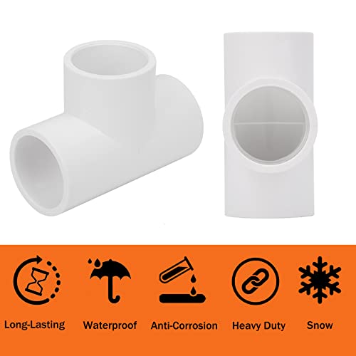 10Pack 3 Way 3/4 Inch Tee PVC Pipe Fittings Connector SCH40 Furniture Build Grade PVC Corner Fittings Elbow Fittings for DIY PVC Shelf Garden Support Structure Tent Connection