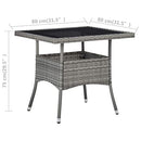 vidaXL Outdoor Dining Table Poly Rattan and Glass Weather Resistant Garden Setting Table Bistro Table Patio Backyard Furniture Grey