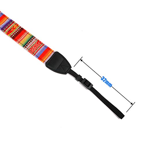 WANBY Camera Strap Canvas Rainbow Neck Shoulder Strap with Quick Release Buckles for DSLR SLR