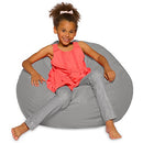 Big Comfy Bean Bag Chair: Posh Large Beanbag Chairs for Kids, Teens and Adults - Polyester Cloth Puff Sack Lounger Furniture for All Ages - 27 Inch - Solid Gray