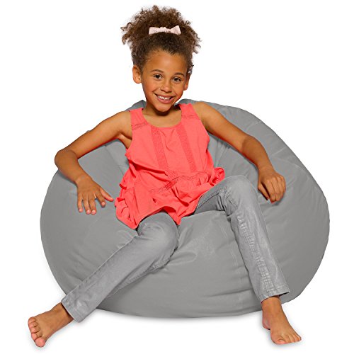 Big Comfy Bean Bag Chair: Posh Large Beanbag Chairs for Kids, Teens and Adults - Polyester Cloth Puff Sack Lounger Furniture for All Ages - 27 Inch - Solid Gray