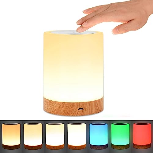 TruriM Night Light Touch Lamp for Bedrooms Living Room Portable Table Bedside Lamps with Rechargeable Internal Battery Dimmable 2800K-3100K Warm White Light & Color Changing RGB