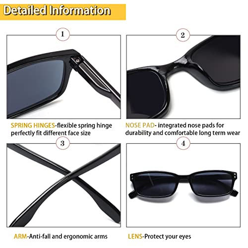 (0.75 Diopters, 2tortoise 1black 1gray Lens) - READING GLASSES 4 Pack Spring Hinge Comfort Readers Plastic Includes Sun Readers