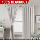 H.VERSAILTEX 100% Blackout Curtains 84 Inches Long Full Light Blocking Curtain Draperies with Soft White Coating for Bedroom Living Room Thermal Insulated Window Treatment Set of 2 Panels, Natural