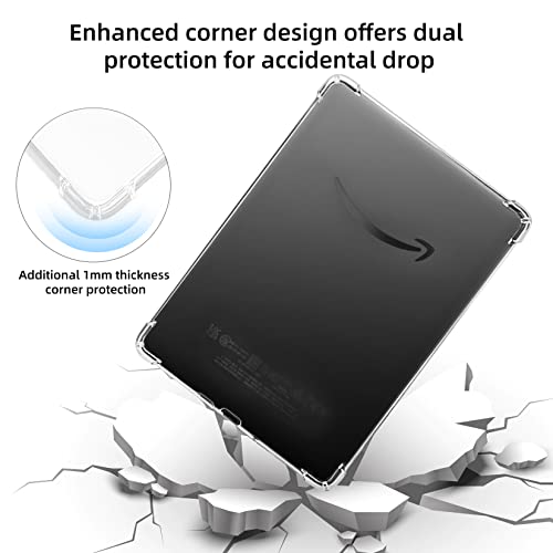 WALNEW Clear Case for 6” Kindle 11th Generation 2022, Soft Transparent TPU Back Cover with Enhanced Corners for 6 Inch All-New Kindle (2022 Released)