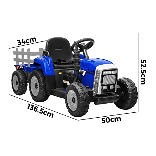 Mazam Kids Ride On Car with Trailer Electric Toy Car Blue