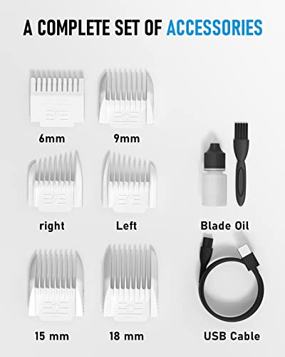 Cordless Hair Clippers for Men, IPX7 Waterproof Design, Professional Titanium & Ceramic Hair Cutting Kits for Barbers with 5 Adjustable Length Settings & LED Display, 2000mAh Li-ion Battery