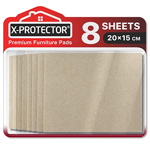 Felt Furniture Pads X-PROTECTOR 8 Pack Premium 8" x 6" - Heavy Duty Felt Sheets 1/5" Thickness! Cut Furniture Felt Pads for Furniture Feet You Need - Perfect Furniture Pads for Hardwood Floors!