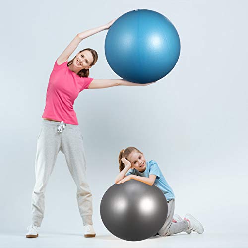 BESPORTBLE 2PCS Yoga Exercise Ball Non-Slip Inflatable Exercise Ball Anti-Burst Ball for Home Gym Balance Stability Pilates 15-35CM(Silver+Blue)