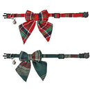 Christmas Cat Collar Breakaway with Cute Removable Bow Tie and Bell for Kitty Adjustable Safety Plaid