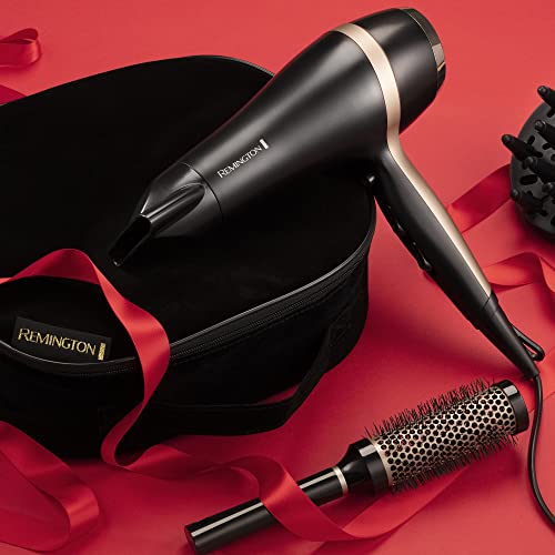 Remington Salon Smooth Hair Dryer Gift Pack, D6940AU, 2100 W, Includes Styling Essentials, Ceramic Ionic Grille, Adjustable Heat and Speed Settings, Black