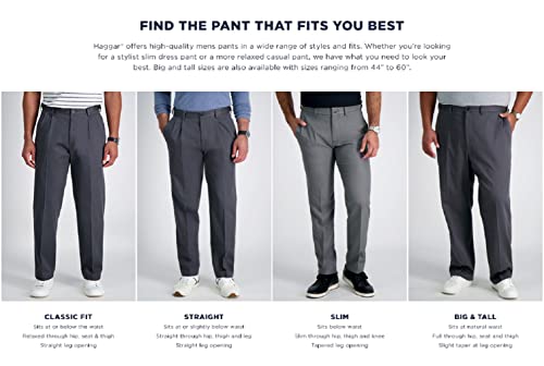 Haggar Men's Cool 18 Flat Front Pant Reg. and Big & Tall Sizes, Black, 44W x 32L