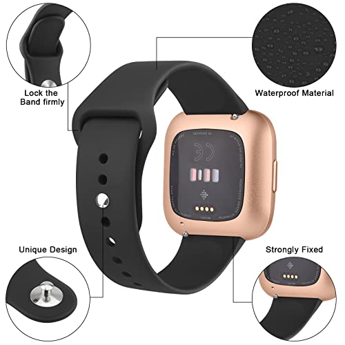 Sport Band for Fitbit Versa 2 / Fitbit Vesra Bands Women Men, Soft Silicone Sport Straps Replacement Wristbands Compatible with Fitbit Versa 2 / Fitbit Versa/Versa Lite/Versa SE Smart Watch (Black)