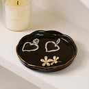 Ring Holder Jewelry Dish for Women, Jewelry Plate, Key Tray for Entryway Table Key Bowl, 4.5 Inch Ceramic Jewelry Tray, Engagement Gifts for Women Bride Thanksgiving Christmas Birthday Gift Black