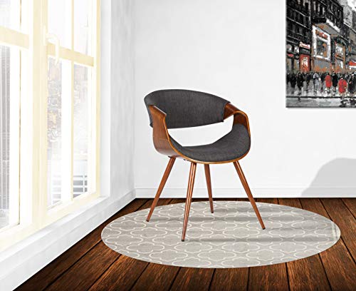 Armen Living Butterfly Dining Chair in Charcoal Fabric and Walnut Wood Finish