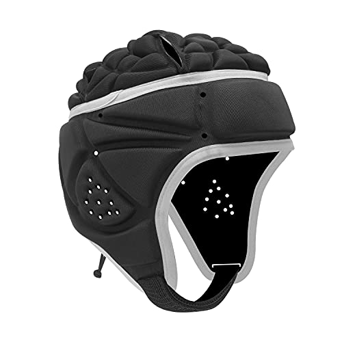 HOLDOMG Soft Helmet Flag Football Rugby Goalkeeper Helmet Scrum Cap Soft Shell Helmet Soccer Headgear Special Needs Protection for Childrens (Black)