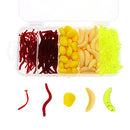 250pcs Fishing Lures Soft Plastic Earthworm Corn and Maggot Shape Fishing Lures Soft Bait Shad Fishing Lures Artificial Lifelike Maggot for Freshwater Saltwater