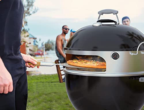 onlyfire BRK-6023 Pizza Oven Conversion Kit for 57 CM/ 22.5” Kettle Grills and Smoker, stainless steel ring with thermometer, pizza stone, aluminum pizza peel