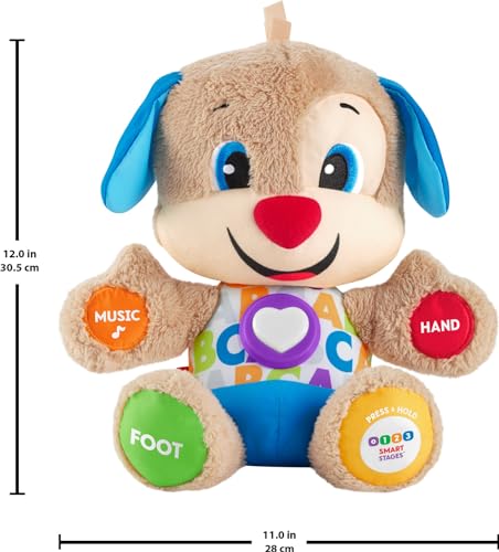 Fisher-Price Laugh & Learn Smart Stages Puppy, infant plush toy with music, lights and learning content for baby to toddler