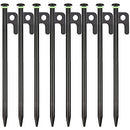 10 Pack Tent Stakes Heavy Duty Metal Tent Pegs for Camping Steel Tent Stakes 8 inch Unbreakable and Inflexible Camping Stakes for Outdoor Camping Canopy and tarp Suitable For High Winds and All Kinds of Ground 8pc Outdoor Metal Stakes with Storage Bag