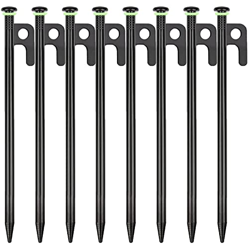 10 Pack Tent Stakes Heavy Duty Metal Tent Pegs for Camping Steel Tent Stakes 8 inch Unbreakable and Inflexible Camping Stakes for Outdoor Camping Canopy and tarp Suitable For High Winds and All Kinds of Ground 8pc Outdoor Metal Stakes with Storage Bag