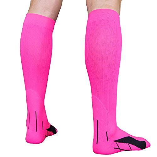 Meister Graduated 20-25mmHg Compression Running Socks for Shin Splints (Pair) - Pink - Small