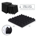 Hertber-24 Pack Acoustic Panels Sound Proof Foam 12 x 12 x 2 Inches Acoustic Foam Pyramid Black Sound Panels For Wall Sound Absorbing