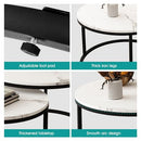 Luxsuite Round Nesting Coffee Table Set of 2 Bedside Stacking Faux Marble Look Accent Tables Soft Side Table Set with Drawer Living Room Furniture White