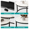 Luxsuite Round Nesting Coffee Table Set of 2 Bedside Stacking Faux Marble Look Accent Tables Soft Side Table Set with Drawer Living Room Furniture White
