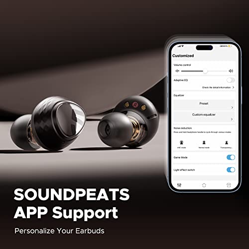 SoundPEATS Engine4 Wireless Earbuds, Hi-Res Audio Earbuds with LDAC, Dual Dynamic Drivers for Stereo Sound, Bluetooth 5.3 Earphones with Low Latency, Dual Device Connection, Total 43 Hrs, App Control