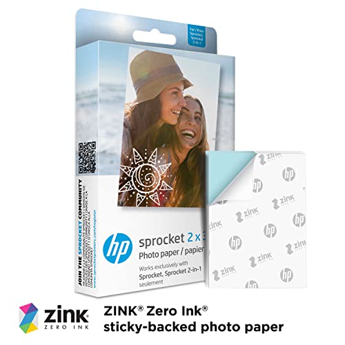 HP Sprocket Portable 2x3 Instant Photo Printer (Luna Pearl) Zink Paper Bundle