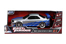 Jada Toys Fast & Furious Brian's Nissan Skyline GT-R (Bnr34)- Ready to Run R/C Radio Control Toy Vehicle, 1: 16 Scale, Silver and Blue, (99370)