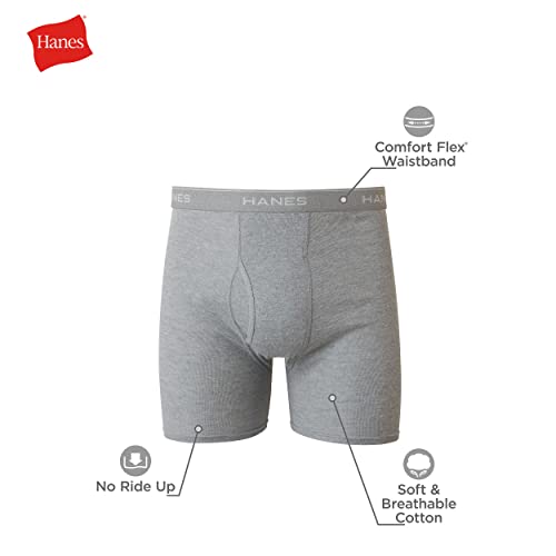 Hanes Boxer Briefs, Cool Dri Moisture-Wicking Underwear, Cotton No-Ride-up for Men, Multi-Packs Available, 6 Pack - Black/Gray, Medium