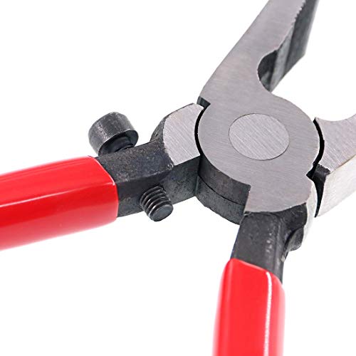 Swpeet Heavy Duty Key Fob Pliers Tool Metal Glass Running Pliers with Flat & Curved Jaws Studio Running Pliers Attach Rubber Tips Perfect for Key Fob Hardware Install and Stained Glass Work