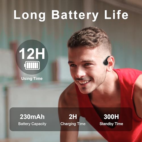 Flymory Bone Conduction Headphones Bluetooth 5.3, Open Ear Wireless Earphones with IPX5 Waterproof, Sports Headset with 12 Hours Playtime for Running, Cycling, Working, Hiking
