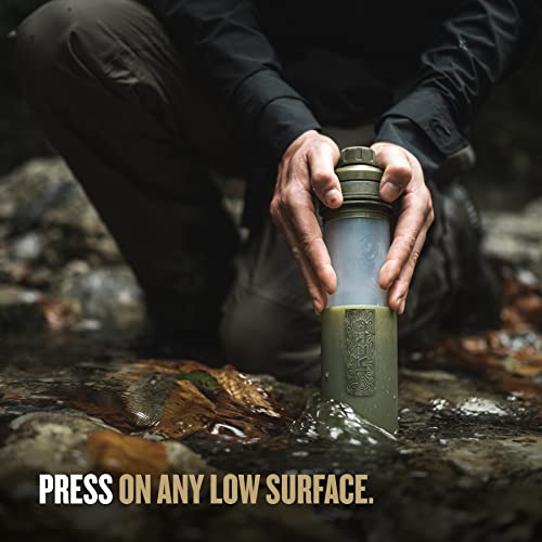 GRAYL Ultrapress 16.9 Oz Water Purifier & Filter Bottle for Hiking, Backpacking, Survival, Travel (Olive Drab)