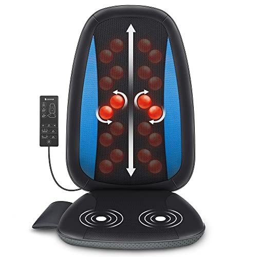 Comfier Shiatsu Back Massager with Heat -Deep Tissue Kneading Massage Seat Cushion, Massage Chair Pad for Full Back Pain Relief, Electric Body Massager for Home or Office Chair use