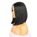 Black Synthetic Hair Lace Wig,14 Inch Bob Style 150% Hair Density Hand Made Women Wig