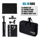 GLEAM Sheet Music Stand - 5 in1 Desktop Book Stand Metal with Carrying Bag Folder and Clamp