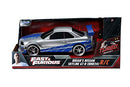 Jada Toys Fast & Furious 1:24 2002 Nissan GT-R R34 Remote Control Car RC with 2.4GHz, Toys for Kids and Adults (99371)