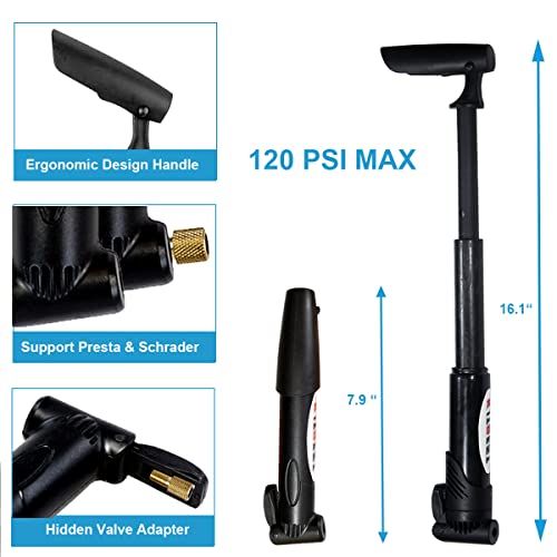 Mini Bike Pump & Tire Puncture Repair Kit & Multi-Function Bike Bicycle Cycling Mechanic Repair Tool Kit & Cycling Bicycle Bike Bag