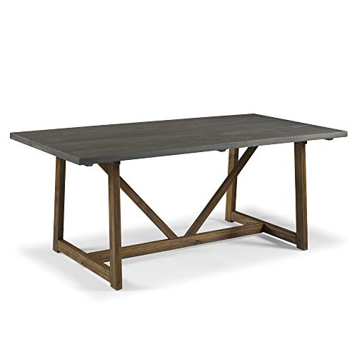 Walker Edison Modern Farmhouse Small Kitchen Furniture Dining Room Table Wood, 72 Inch, Grey and Brown