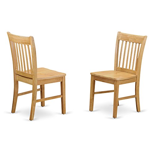 East West Furniture NFC-OAK-W Dining Chair Set with Wood Seat Oak Finish Set of 2