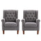 COLAMY Living Room Accent Chairs Set of 2, Thick Upholstered Button Tufted Wingback Armchair Fabric Mid-Century Modern Sofa Arm Chair, Solid Wood Legs Padding Seat, Grey